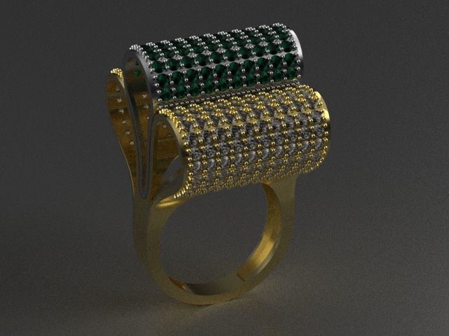 woman ring stone 3 parts r00050 3D print model_6