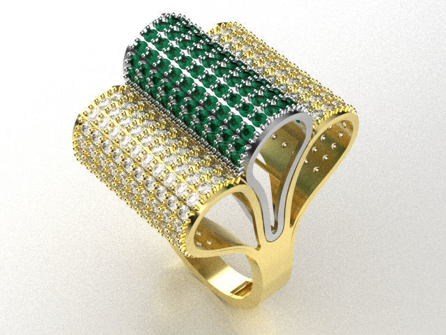 woman ring stone 3 parts r00050 3D print model_11