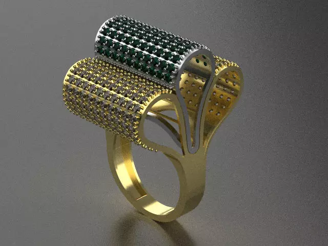 woman ring stone 3 parts r00050 3D print model_0