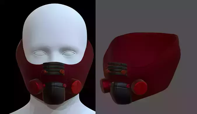 Gas mask helmet 3d model scifi Low-poly 