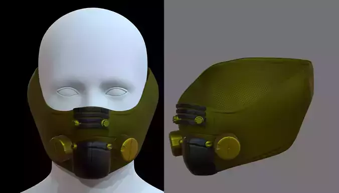 Gas mask helmet 3d model scifi Low-poly 