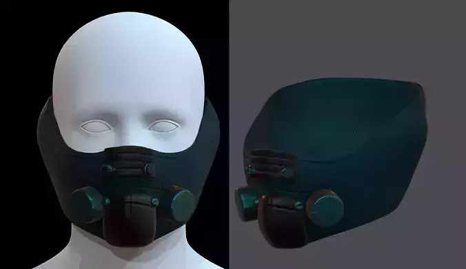 Gas mask helmet 3d model scifi Low-poly 