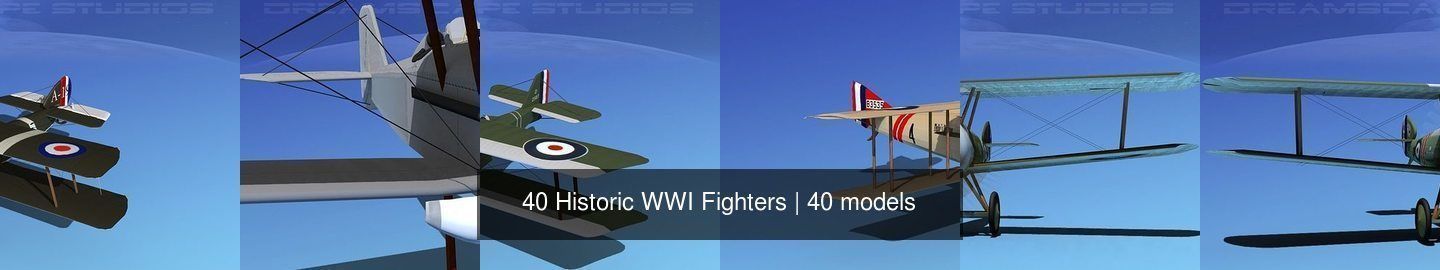 40 Historic WWI Fighters 3D Model Collection_2