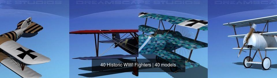 40 Historic WWI Fighters 3D Model Collection_4