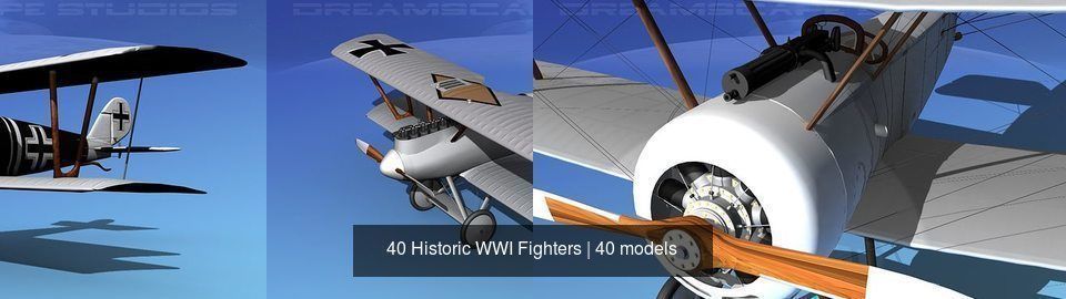 40 Historic WWI Fighters 3D Model Collection_1