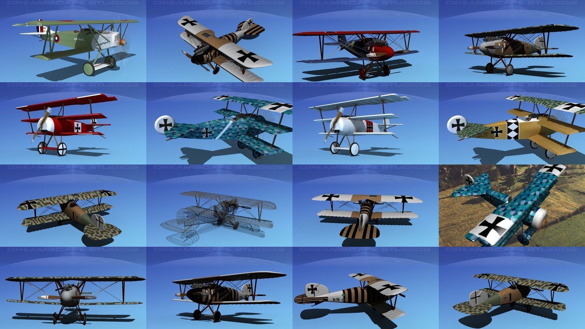 40 Historic WWI Fighters 3D Model Collection_5
