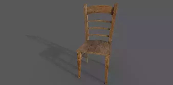 Wooden chair Low-poly 3D model