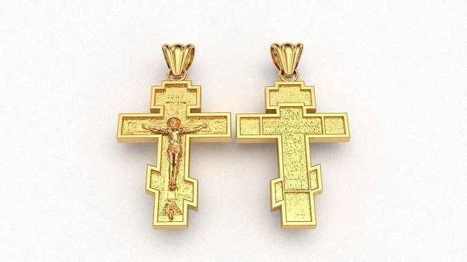 Krest-cross 3D print model russian gold cross pendant 3D print model