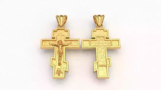 Krest-cross 3D print model russian gold cross pendant 3D print model