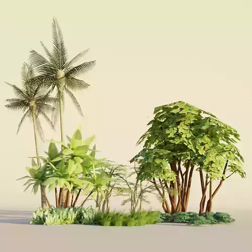 Tropical tree and bush set mega pack