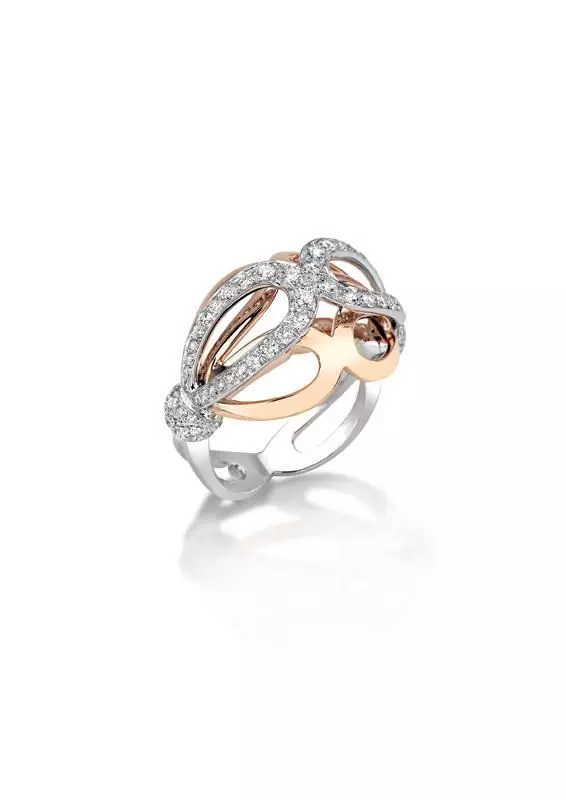 set gold diamond ring and rose 3D model