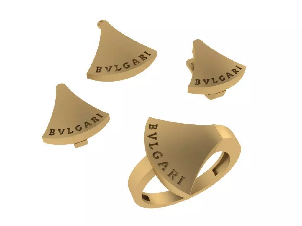 Bvlgari set gold ring 3D model_0