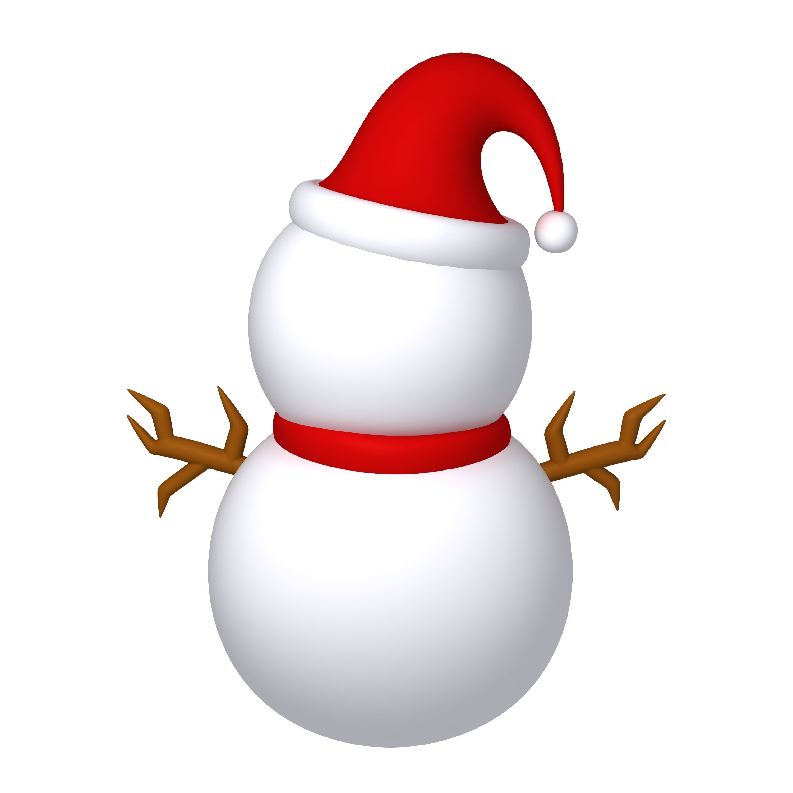 Snowman Cartoon 3D model_2