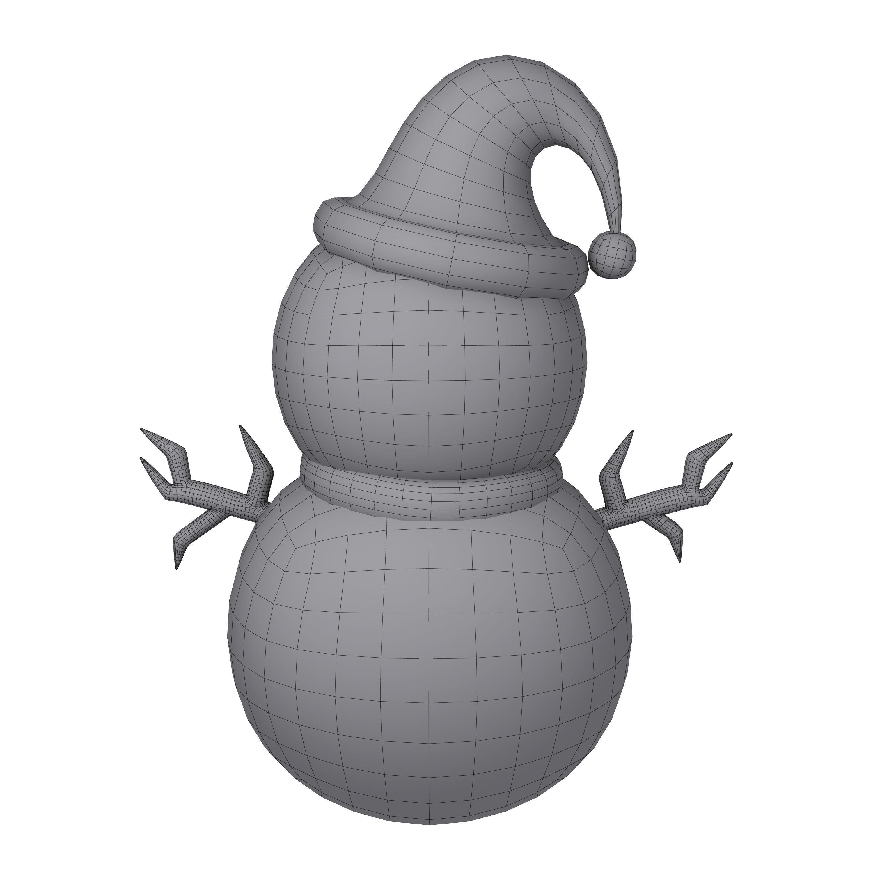 Snowman Cartoon 3D model_6