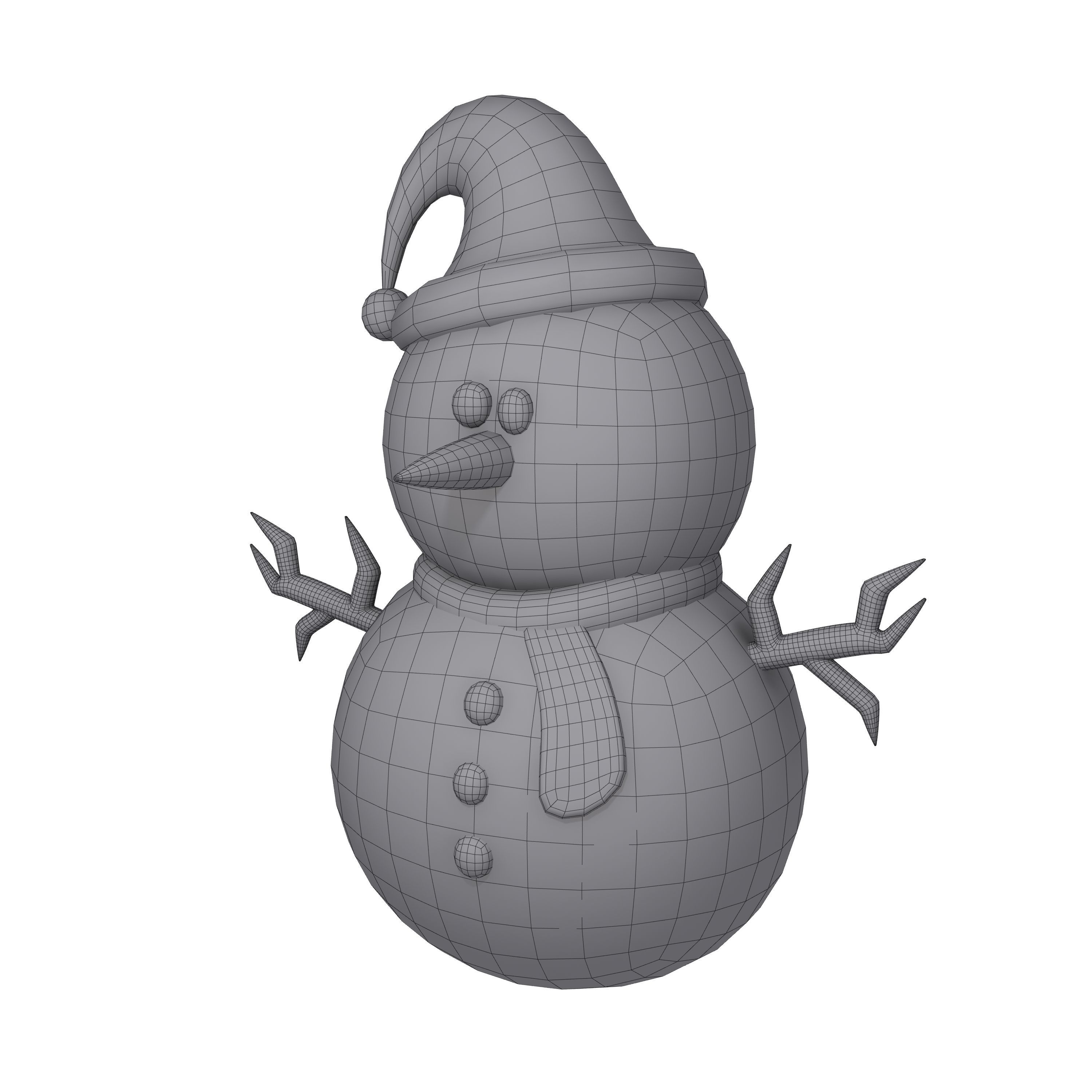 Snowman Cartoon 3D model_7