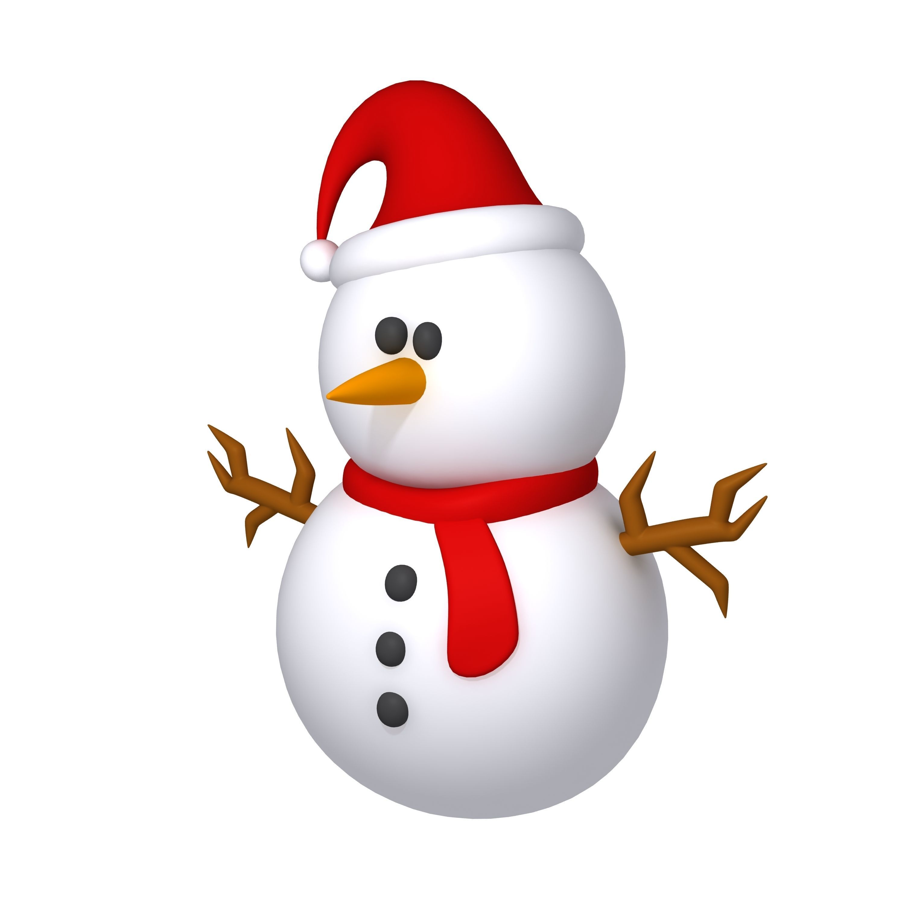 Snowman Cartoon 3D model_3