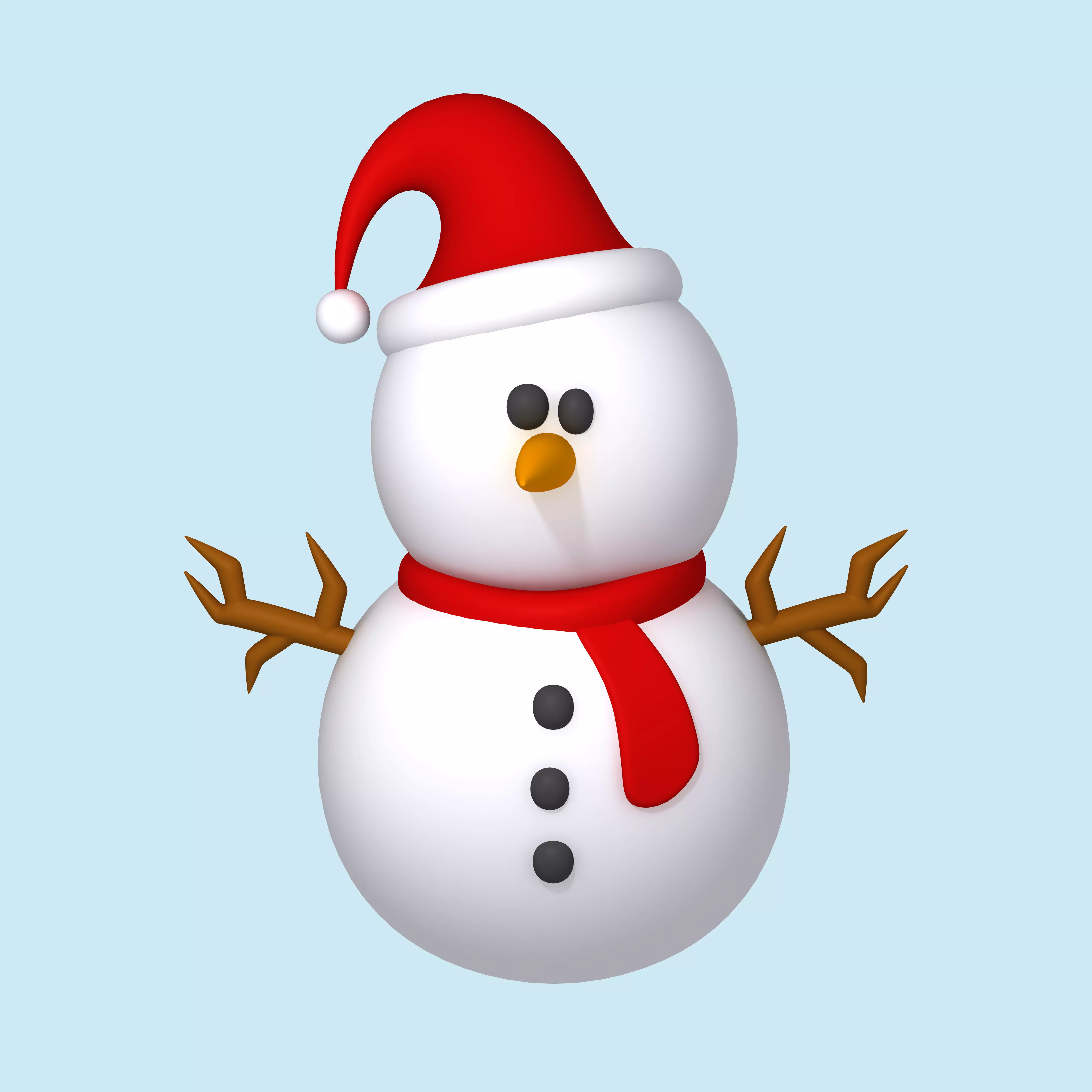 Snowman Cartoon 3D model_0