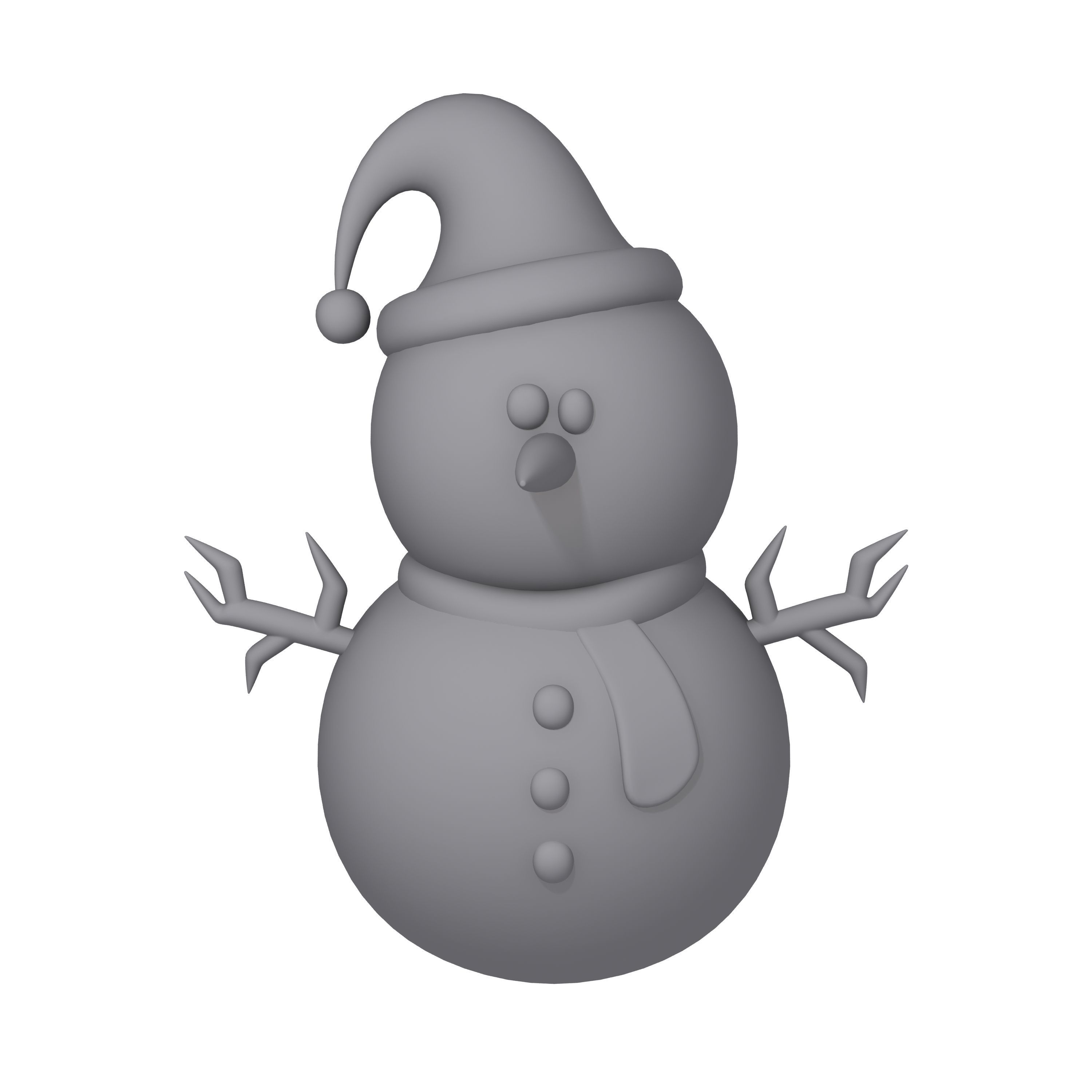 Snowman Cartoon 3D model_8