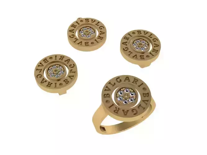 Bvlgari set gold ring with diamonds