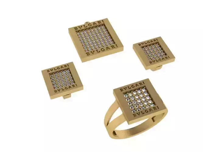Bvlgari set gold ring with diamonds