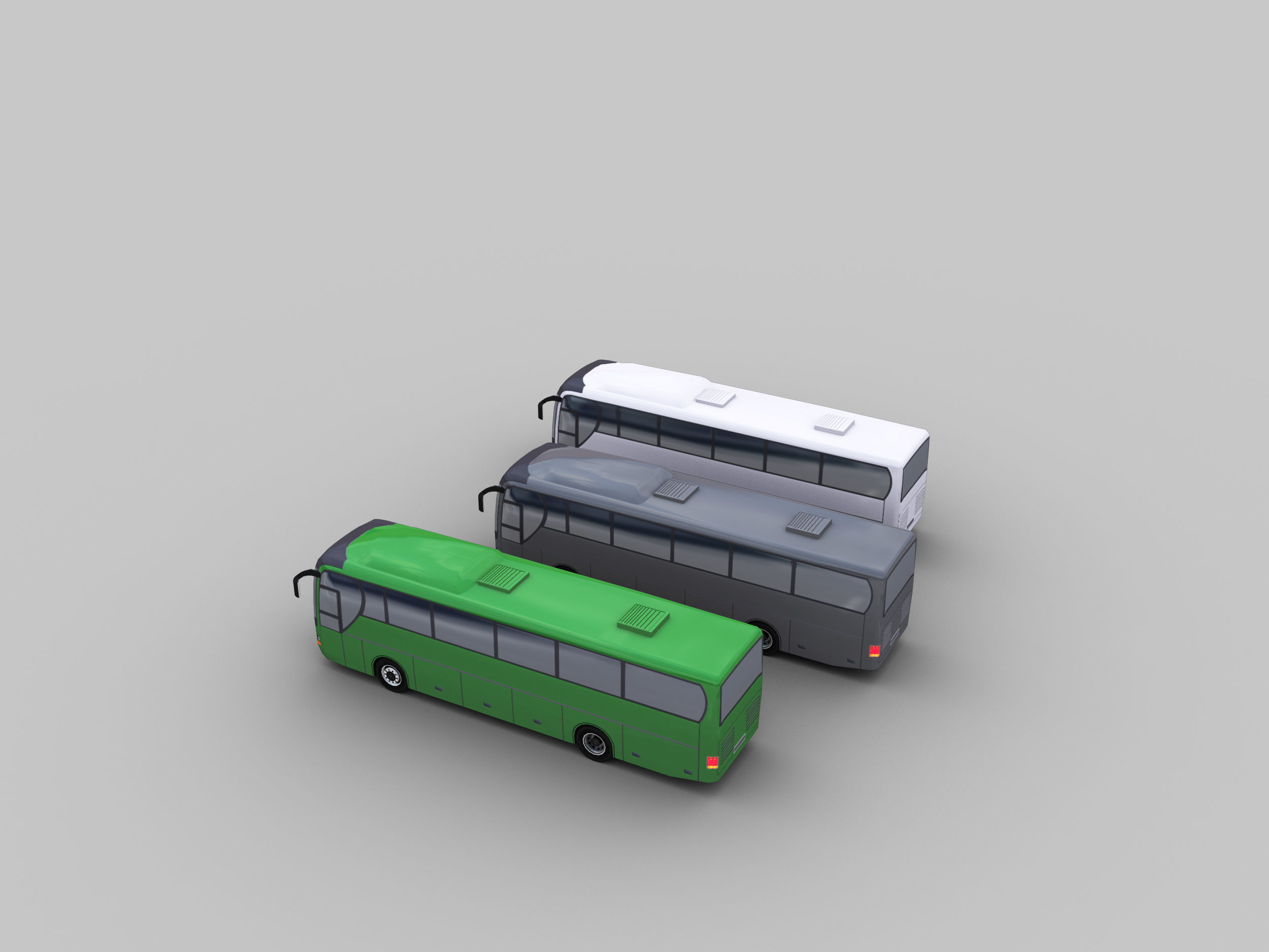 Low Poly Coach Bus Low-poly 3D model_6