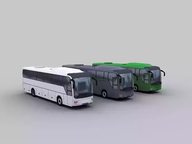 Low Poly Coach Bus Low-poly 3D model