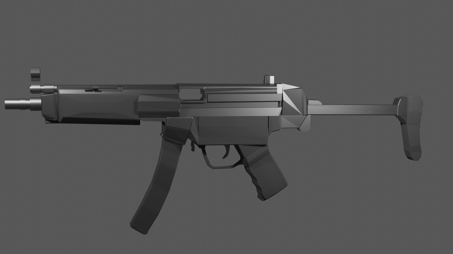 Mp5-LowPoly gun Free low-poly 3D model_1