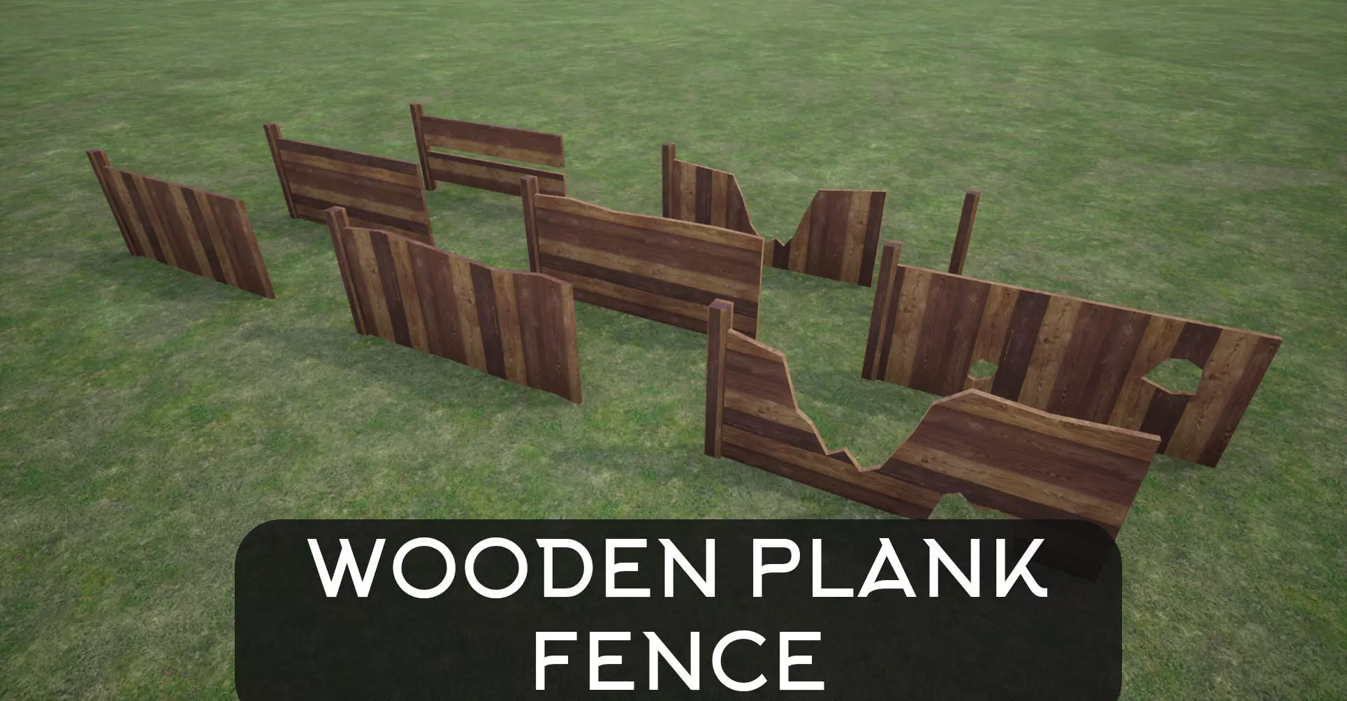 Lowpoly Modular Plank Fence Low-poly 3D model_0
