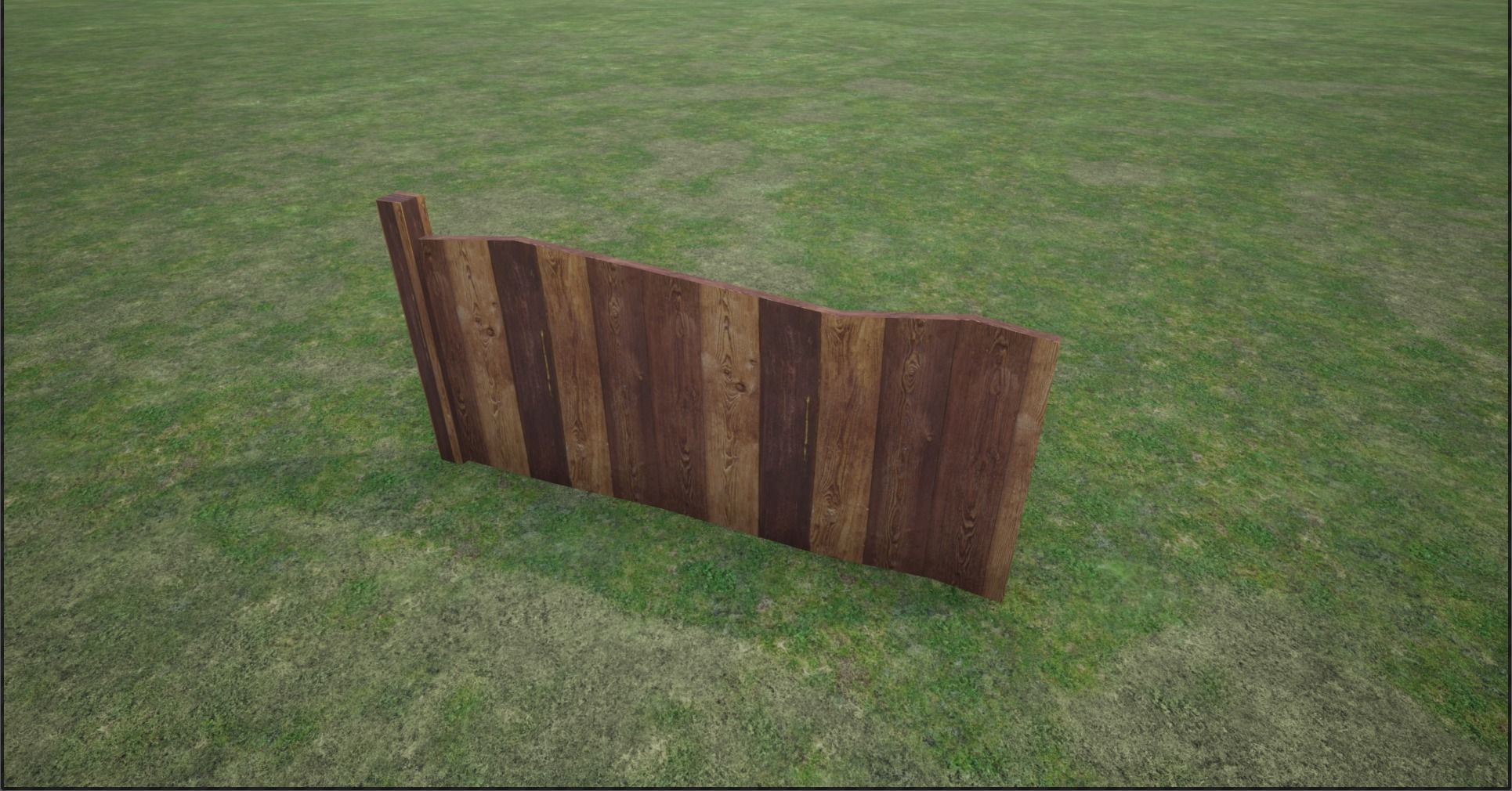 Lowpoly Modular Plank Fence Low-poly 3D model_12