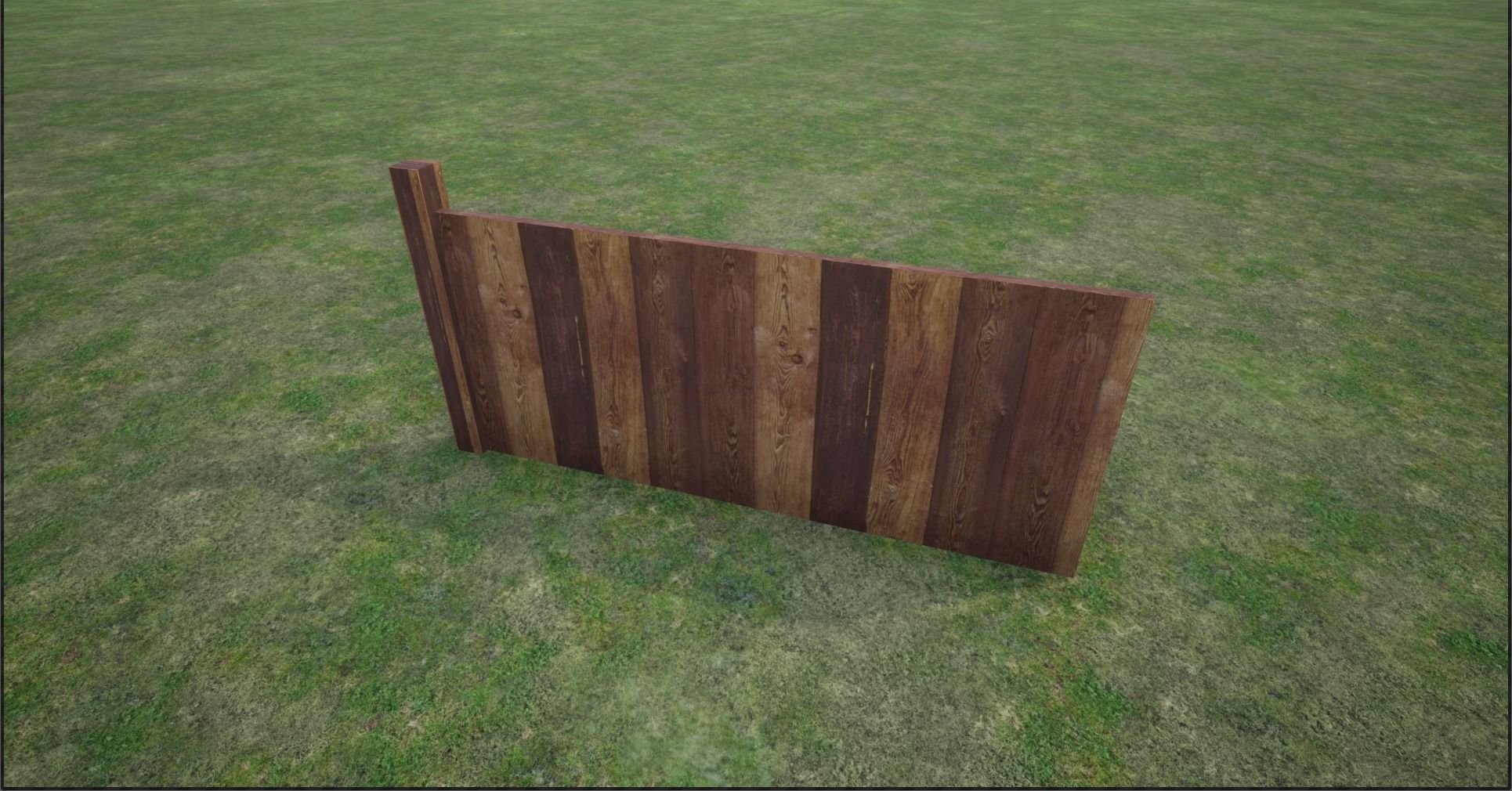 Lowpoly Modular Plank Fence Low-poly 3D model_15