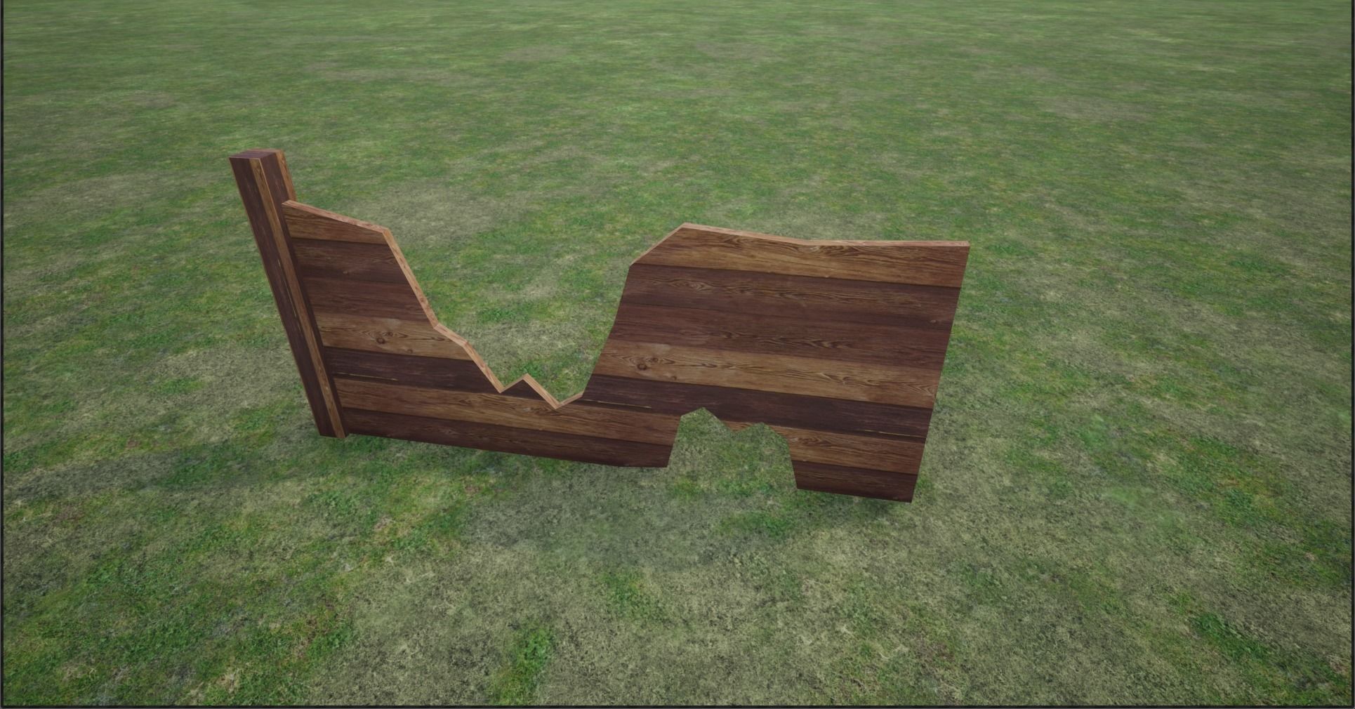 Lowpoly Modular Plank Fence Low-poly 3D model_9