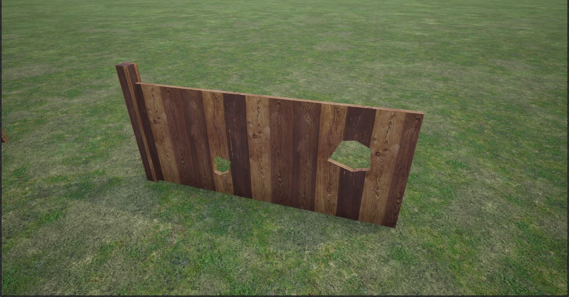 Lowpoly Modular Plank Fence Low-poly 3D model_16
