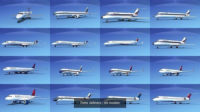 66 Delta Jetliners 3D Model Collection