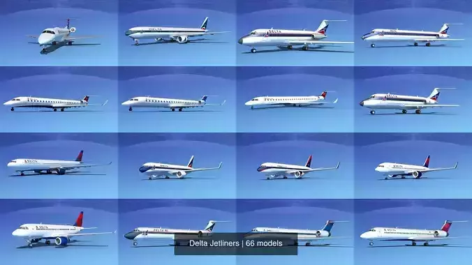66 Delta Jetliners 3D Model Collection