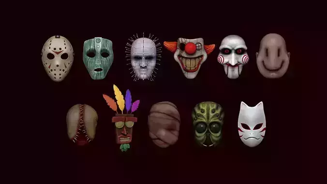 11 Hallowen Masks Pack - Character Costume - PBR 3D Model Collection