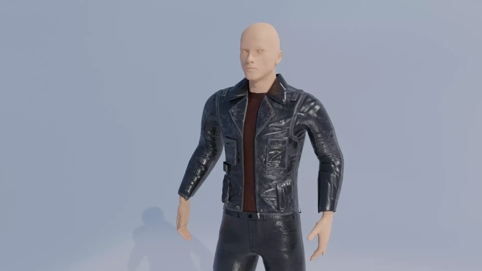 Black leather Jacket - lowpoly PBR Free low-poly 3D model