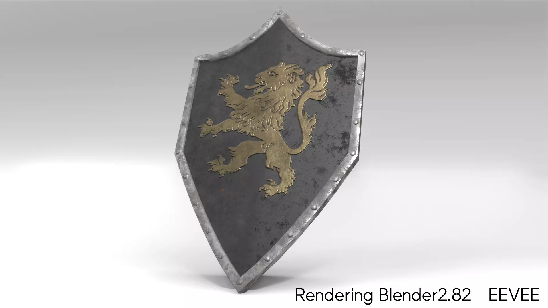 HeaterShield shield with lion Low-poly 3D model_0