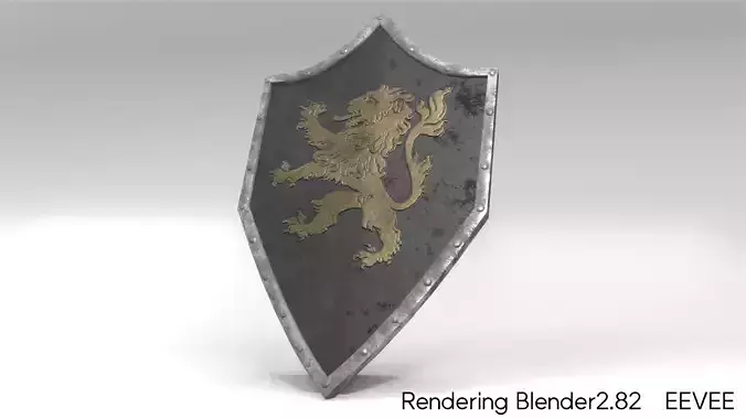 HeaterShield shield with lion Low-poly 3D model