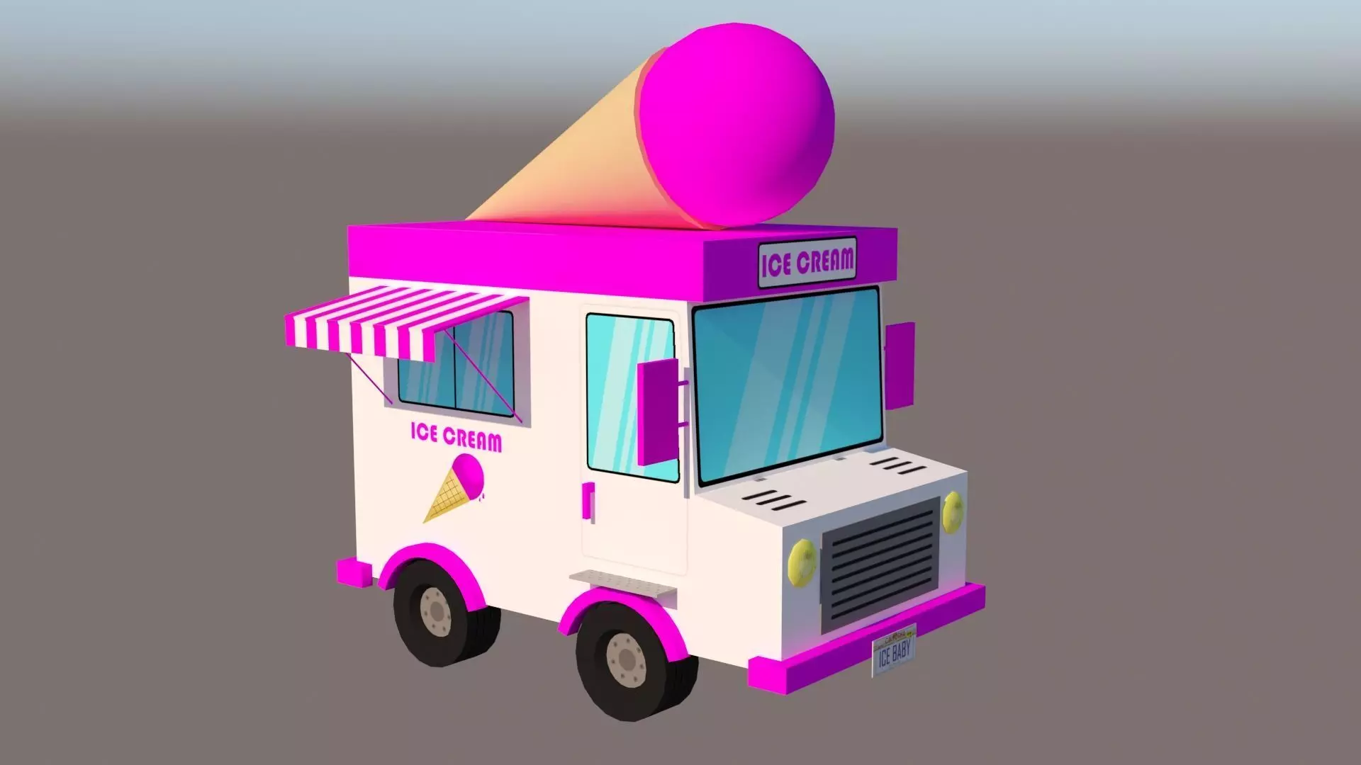 Ice Cream Van Low-poly 3D model