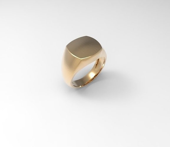 minimalism signet ring gold 3D print model