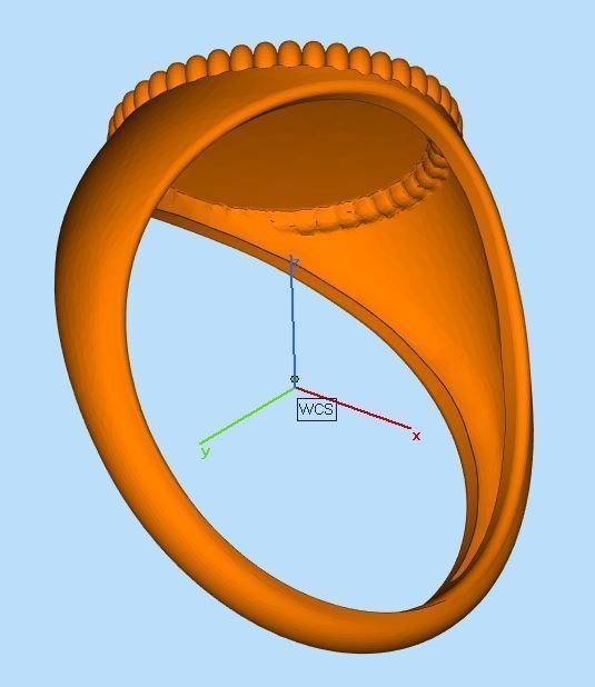 minimalism oval signet ring gold 3D print model_5