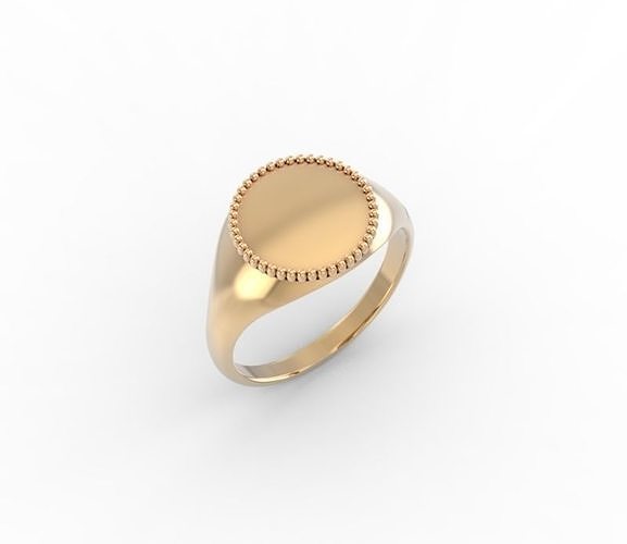 minimalism oval signet ring gold 3D print model