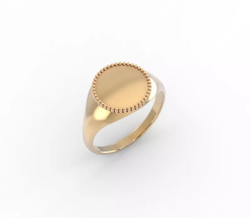 minimalism oval signet ring gold 3D print model_0
