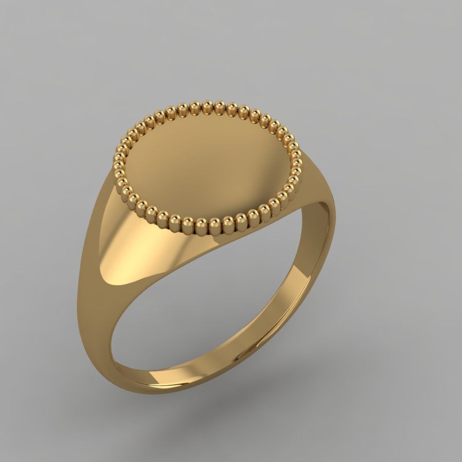 minimalism oval signet ring gold 3D print model_1