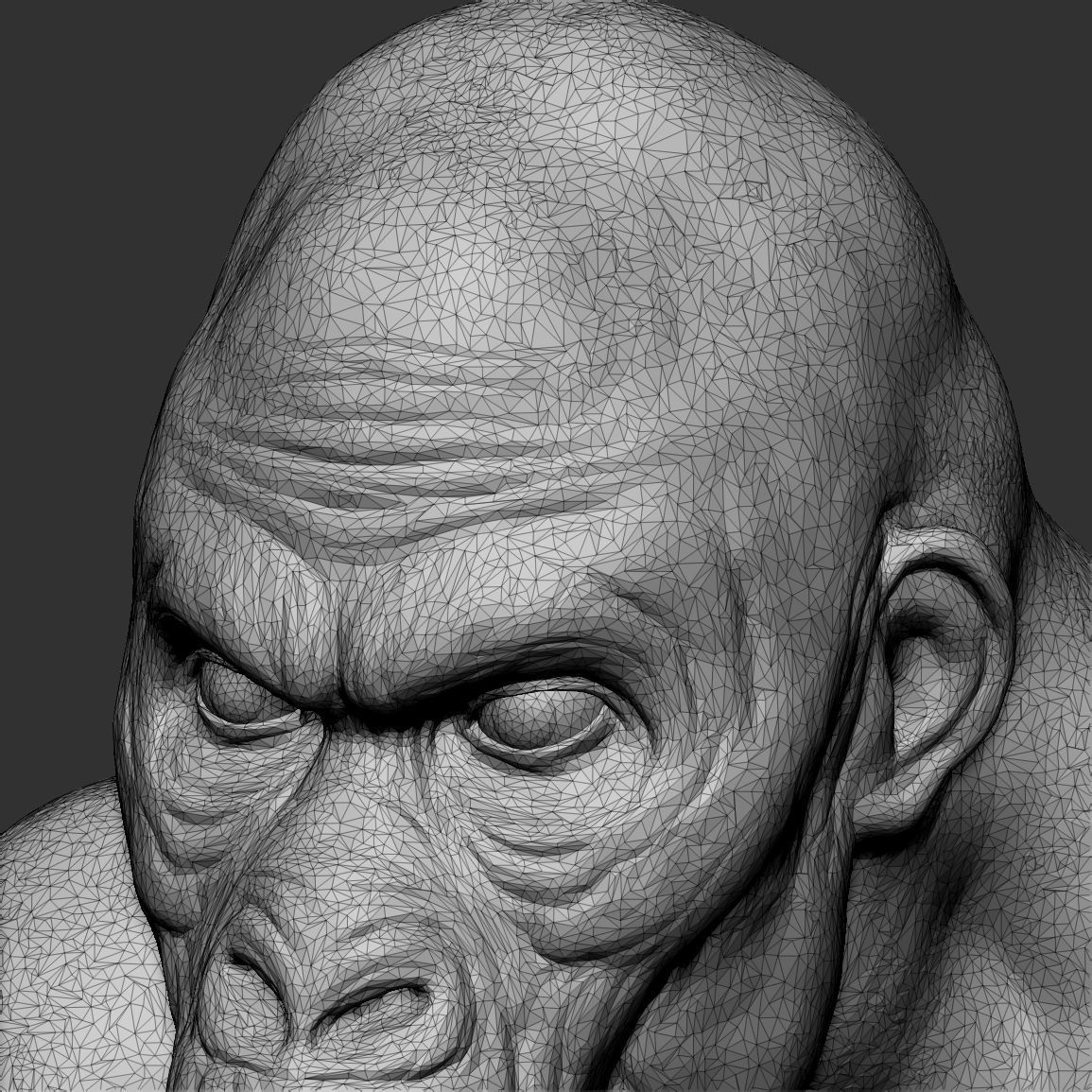 Hybrid gorilla bust 01 - Highpoly Sculpture 3D model_10