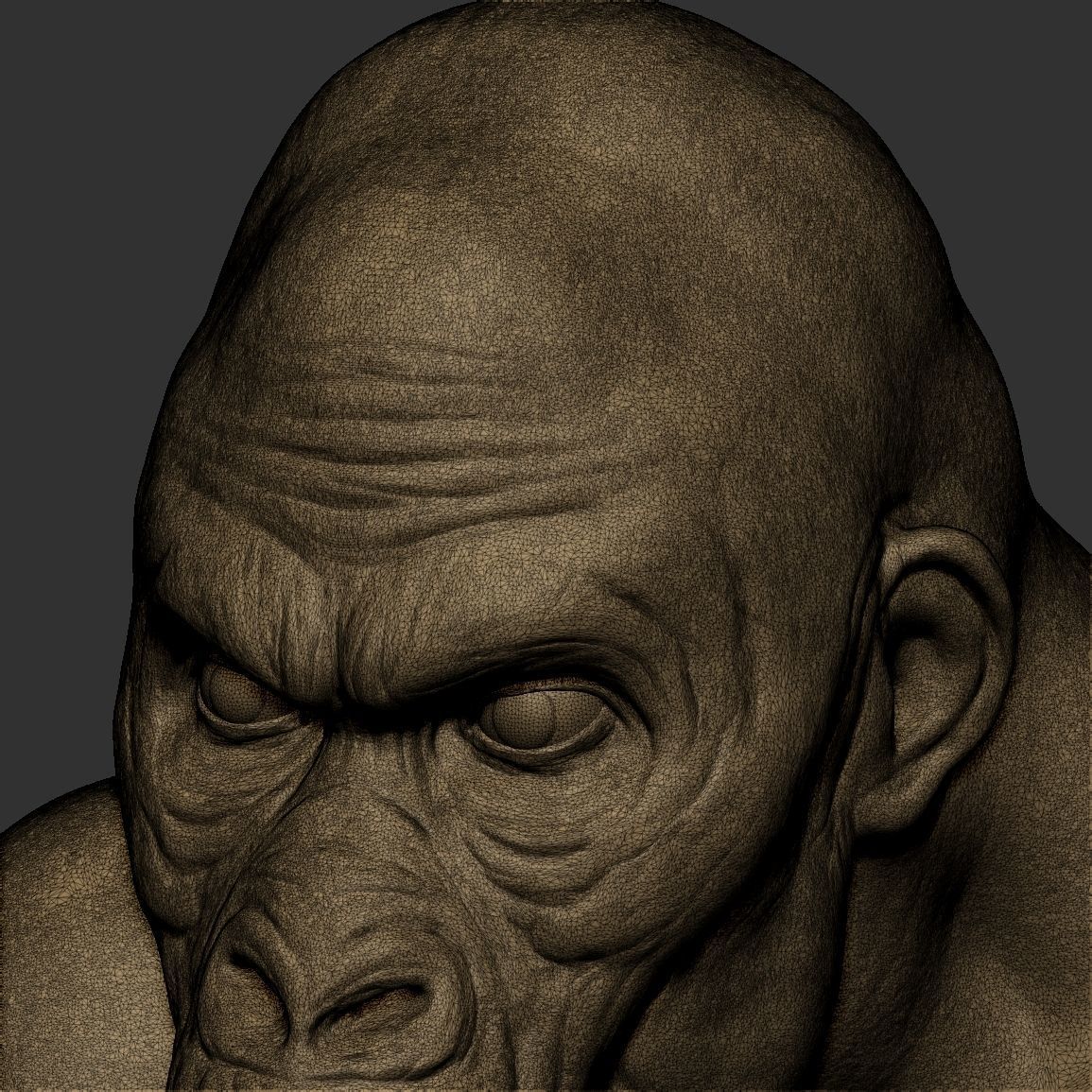 Hybrid gorilla bust 01 - Highpoly Sculpture 3D model_11