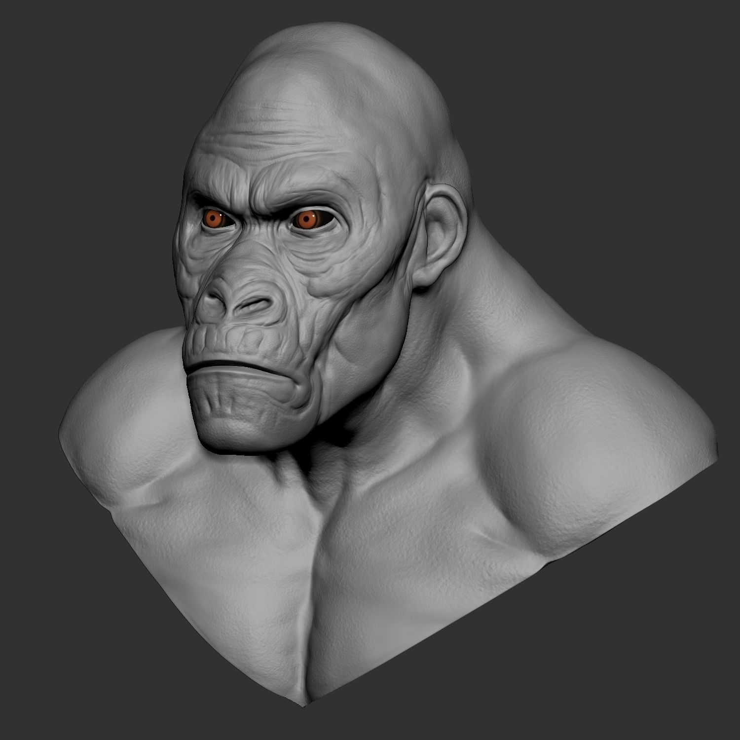 Hybrid gorilla bust 01 - Highpoly Sculpture 3D model_2