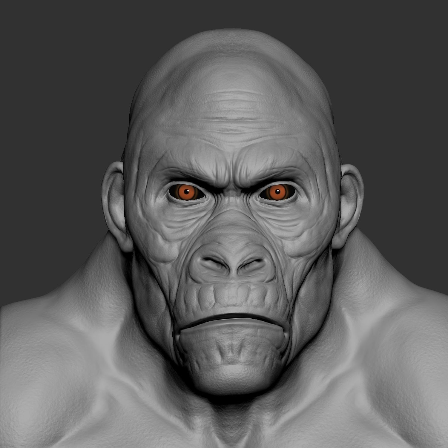 Hybrid gorilla bust 01 - Highpoly Sculpture 3D model_8