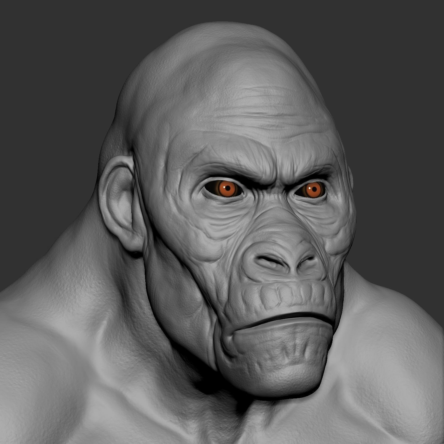 Hybrid gorilla bust 01 - Highpoly Sculpture 3D model_7