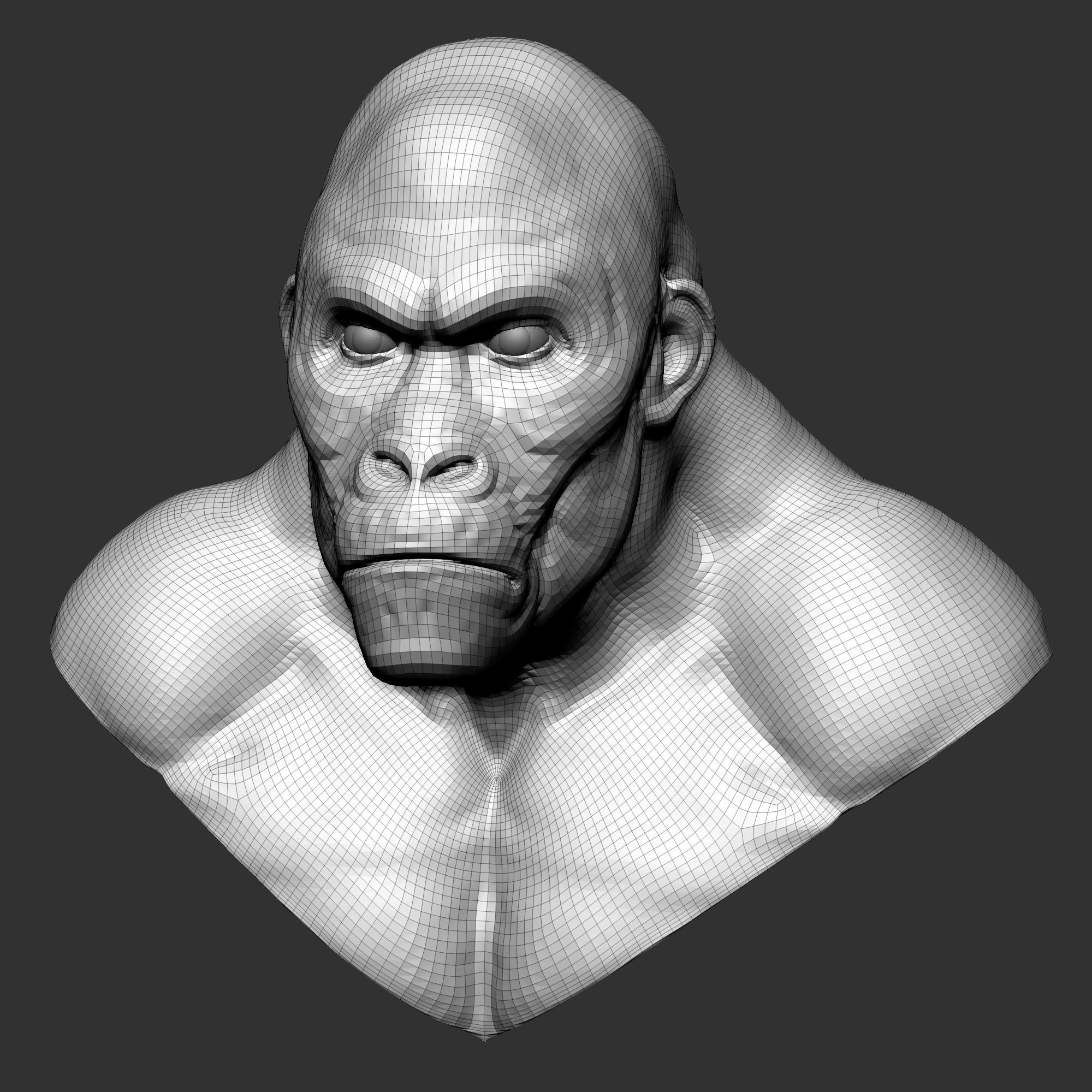 Hybrid gorilla bust 01 - Highpoly Sculpture 3D model_9